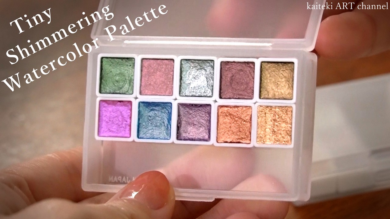 【100均】セリアの謎の水彩絵具で絵を描いてみた🎨 Painting with Tiny Shimmering Watercolors
