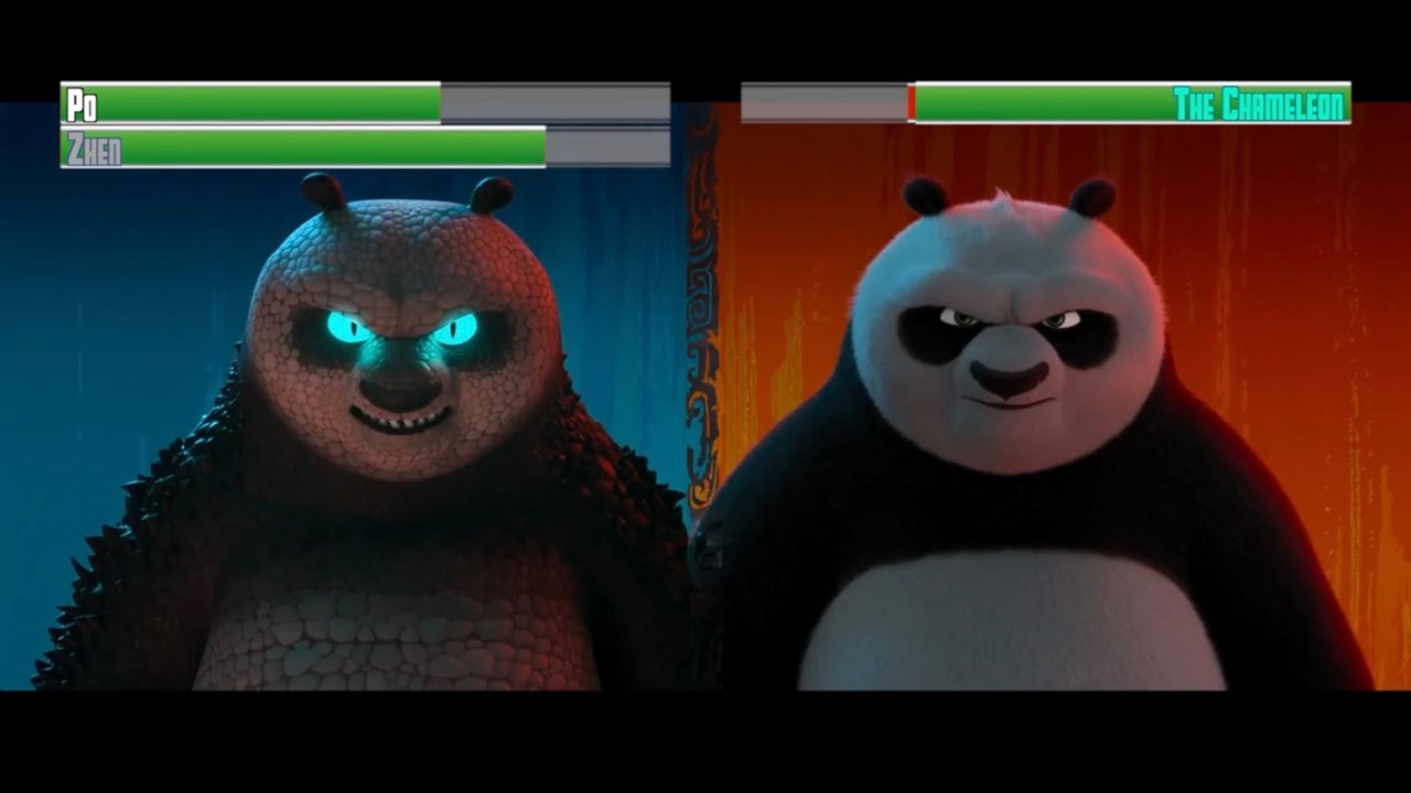 Po and Zhen vs the Chameleon...with healthbars