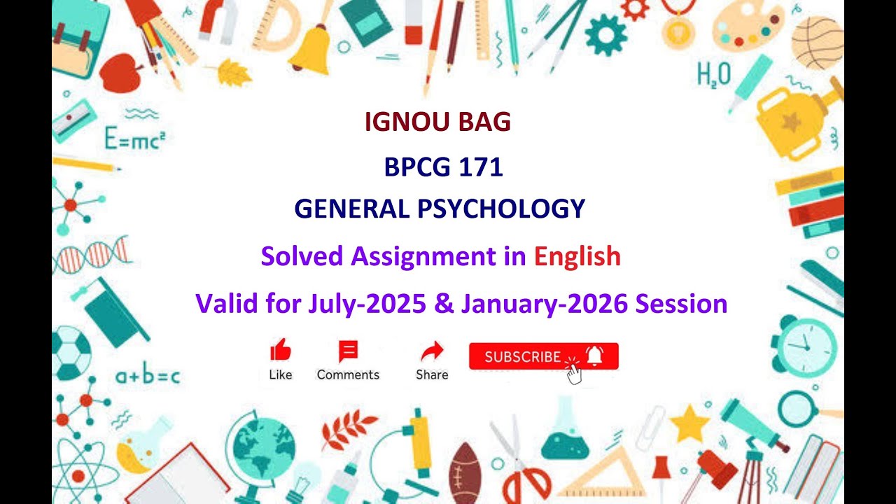 BPCG 171 SOLVED ASSIGNMENT in English | BPCG 171 Solved Assignment in English July-2025 & Jan-2026