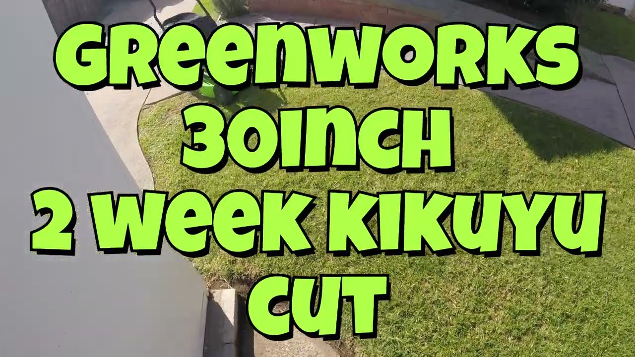 Greenworks 30inch walkbehind on a maintained kikuyu lawn