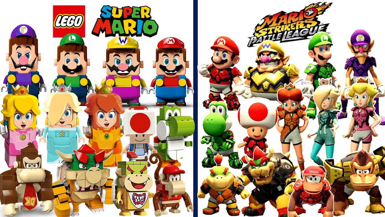 LEGO vs Game Mario Strikers Battle League Characters Comparison