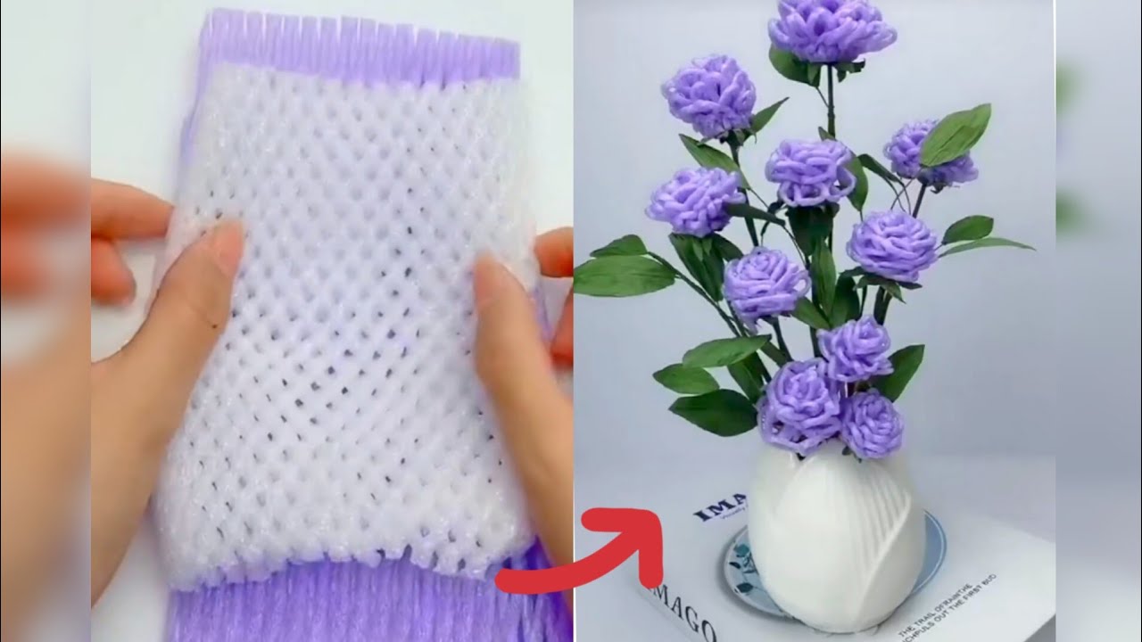 12 Creative Fruit Foam Net Flowers 🌸 Craft|Fruit Foam Net Crafts|