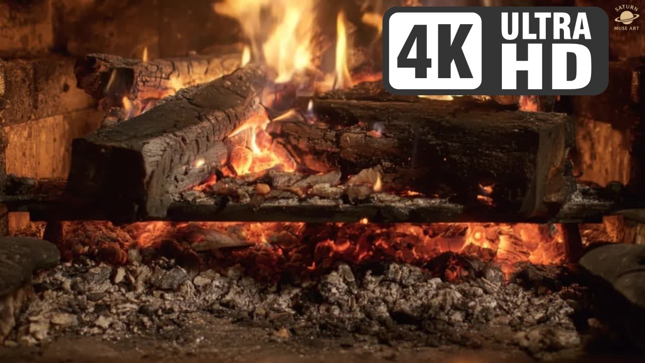 Warm Hearth Close-Up | Warm Glowing Logs & Fire Sound Background for Relax & Study (4K) 🔥