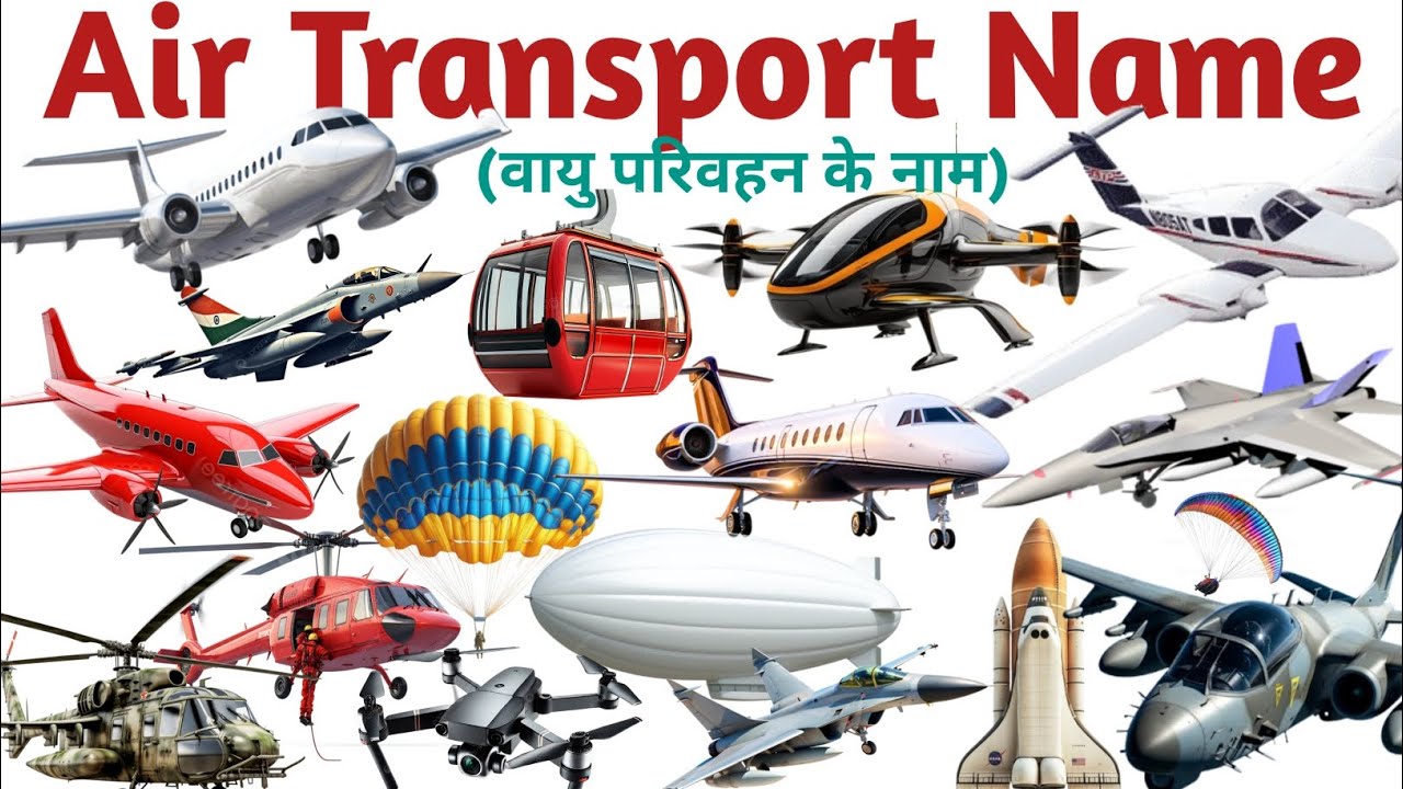 Air Transport Vehicles for Kids | Airplane, Helicopter, Hot Air Balloon & More | Learning Video 