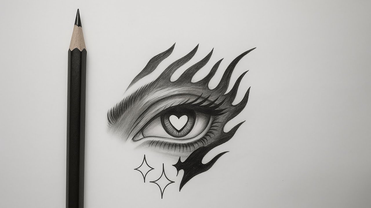 Flaming Eye drawing || pencil drawing || art || hunjan art