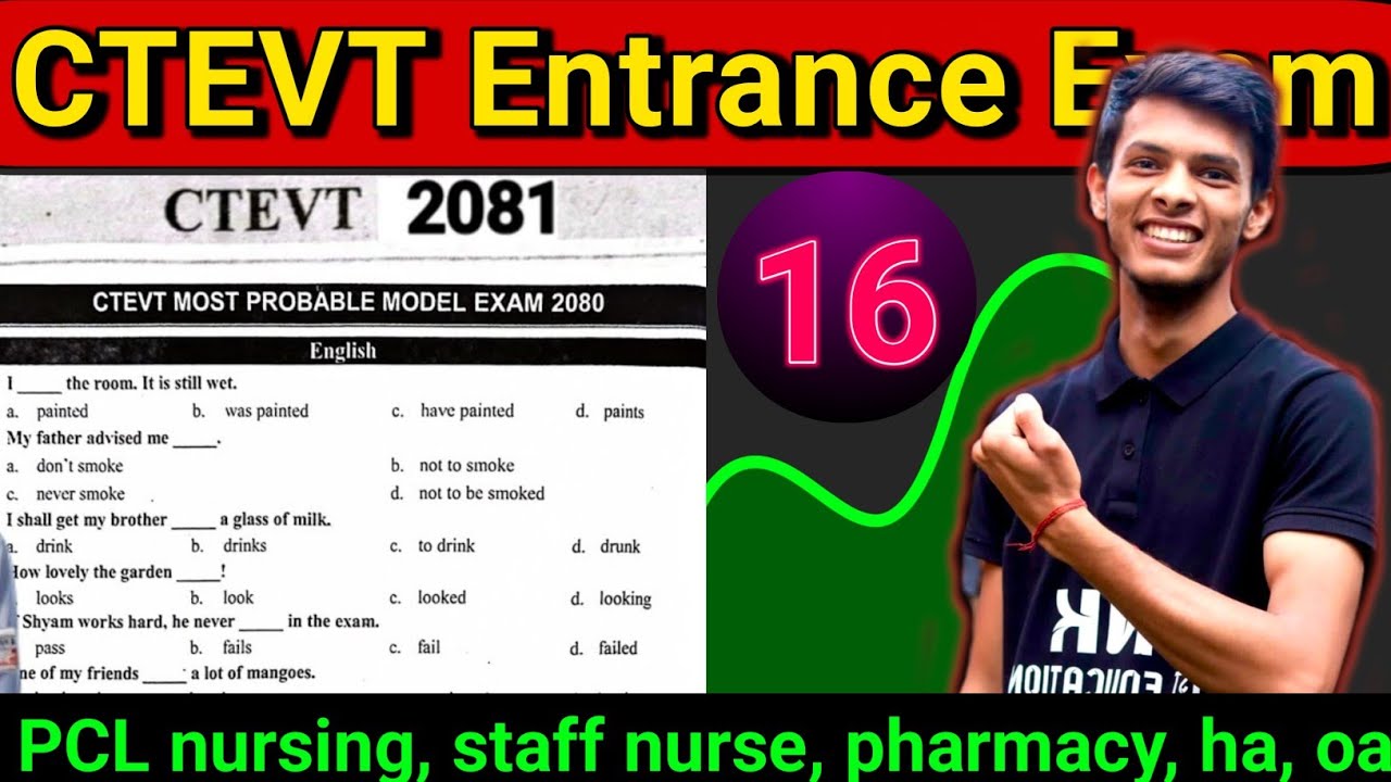 ctevt entrance exam model questions 2081 | PCL nursing staff nurse pharmacy ha oa entrance exam qns