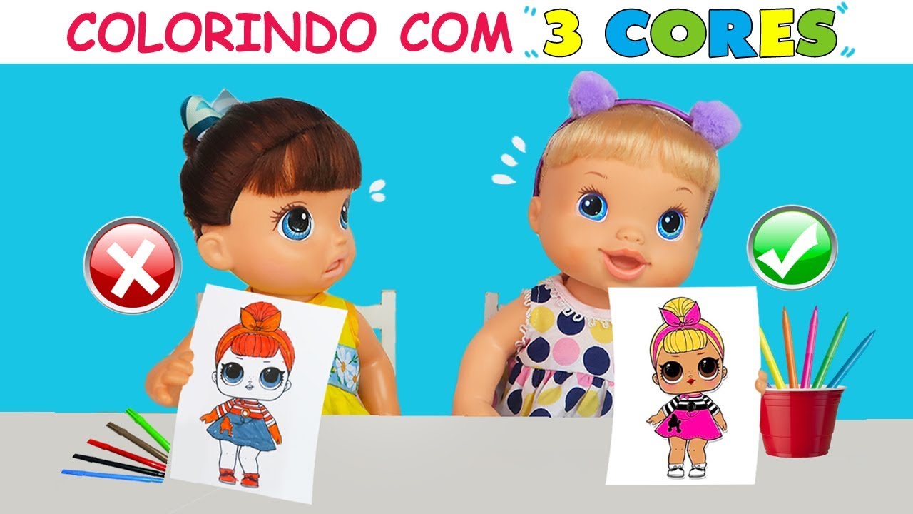 DESAFIO COLORINDO COM 3 CORES!! 3 MARKER CHALLENGE!!  LOL SURPRESA - LillyDoll