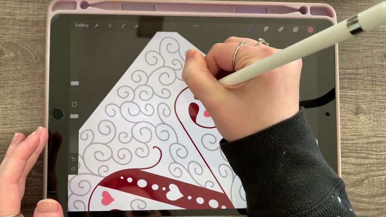 Valentine’s Day Monogram V in Procreate