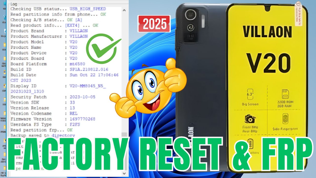 VILLAON V20 Factory Hard Reset And FRP Unlock Tool Easy 2025