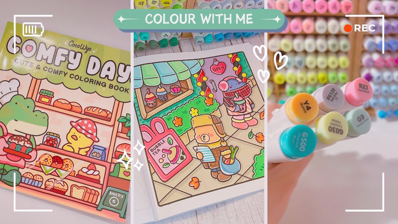 Color with Me: Boba Love | Coco Wyo Coloring Book | Ohuhu Markers | ASMR Colouring Video 🎧