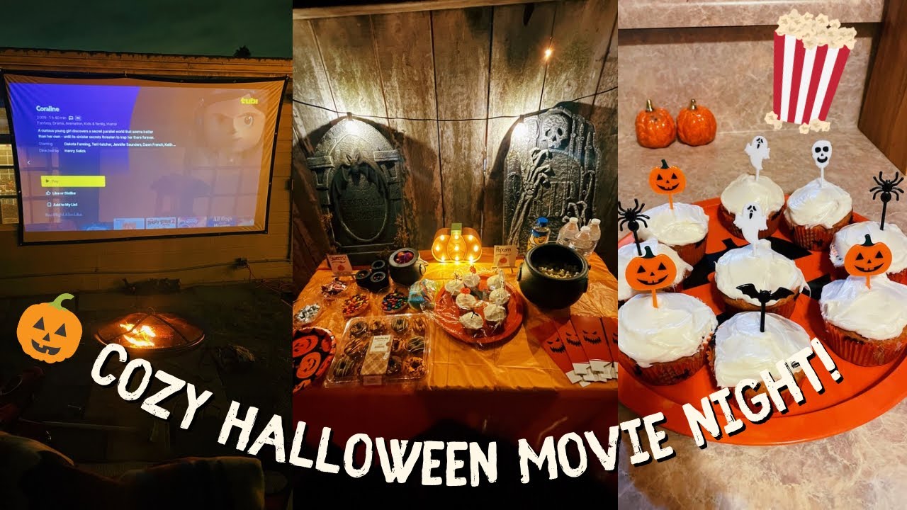 cute & cozy Halloween outdoor movie night! 🍂🎃👻💀
