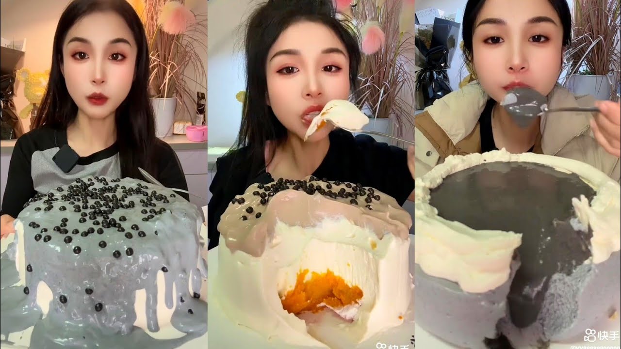 Immersive Black Creamy LAVA Cake ASMR🖤(Whipped Cream)เค้กครีม​크림케이크#cake#asmr#food#2026#black#viral