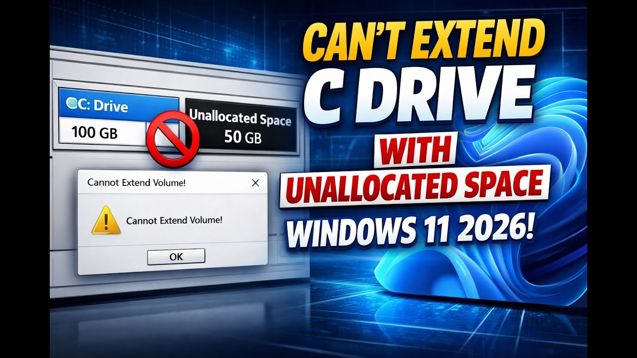 fix can't extend c drive with unallocated space in windows 11 2026