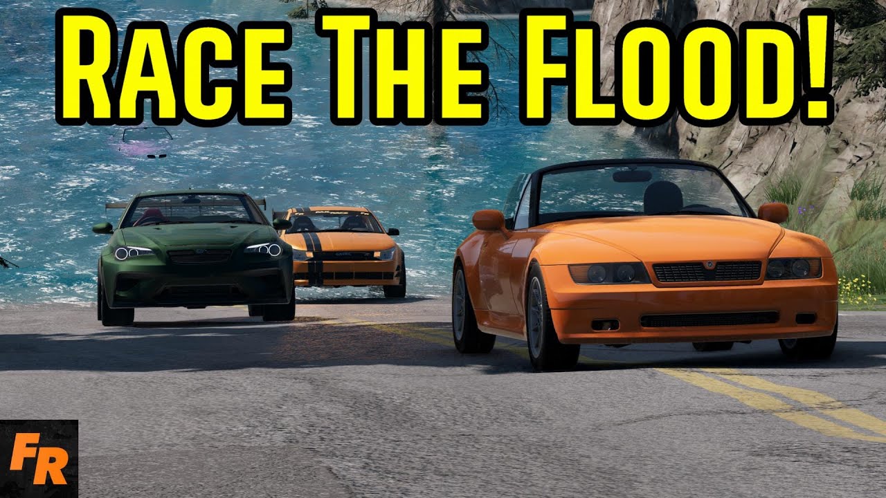 Race The Flood With Monstrously Powerful Cars - BeamNG Drive