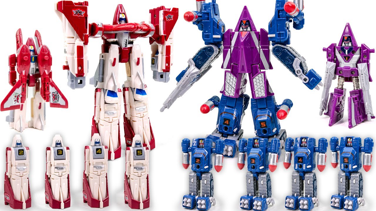 MachineRobo Rescue 06 BL HyperStealthRobo VS 08 RedWings HyperShuttleRobo Transformation