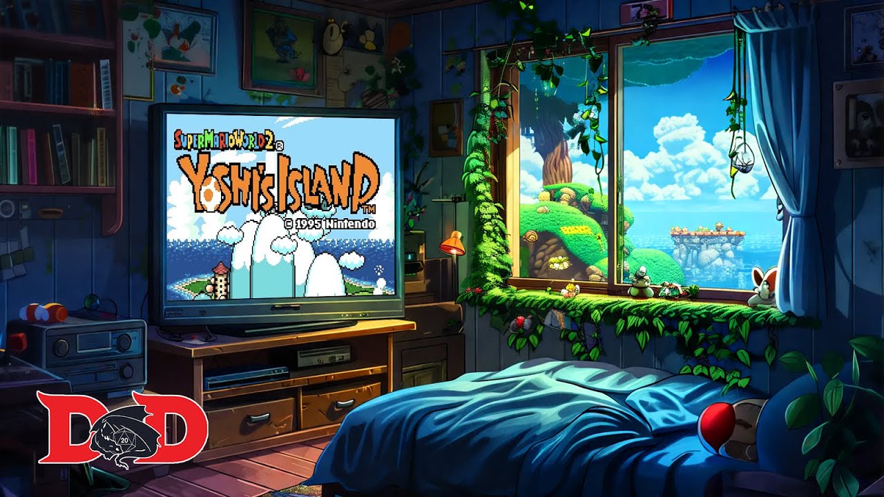 Yoshi's Island: Cozy Bedroom Ambience | Rain & Thunderstorm | Relax, Sleep, Study