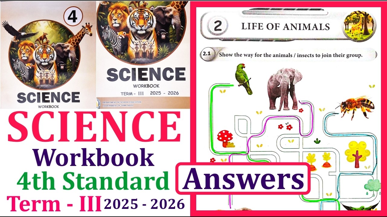 4th standard Science workbook term 3 unit 2 Life of Animals l Ennum Ezhuthum term 3 workbook 2026