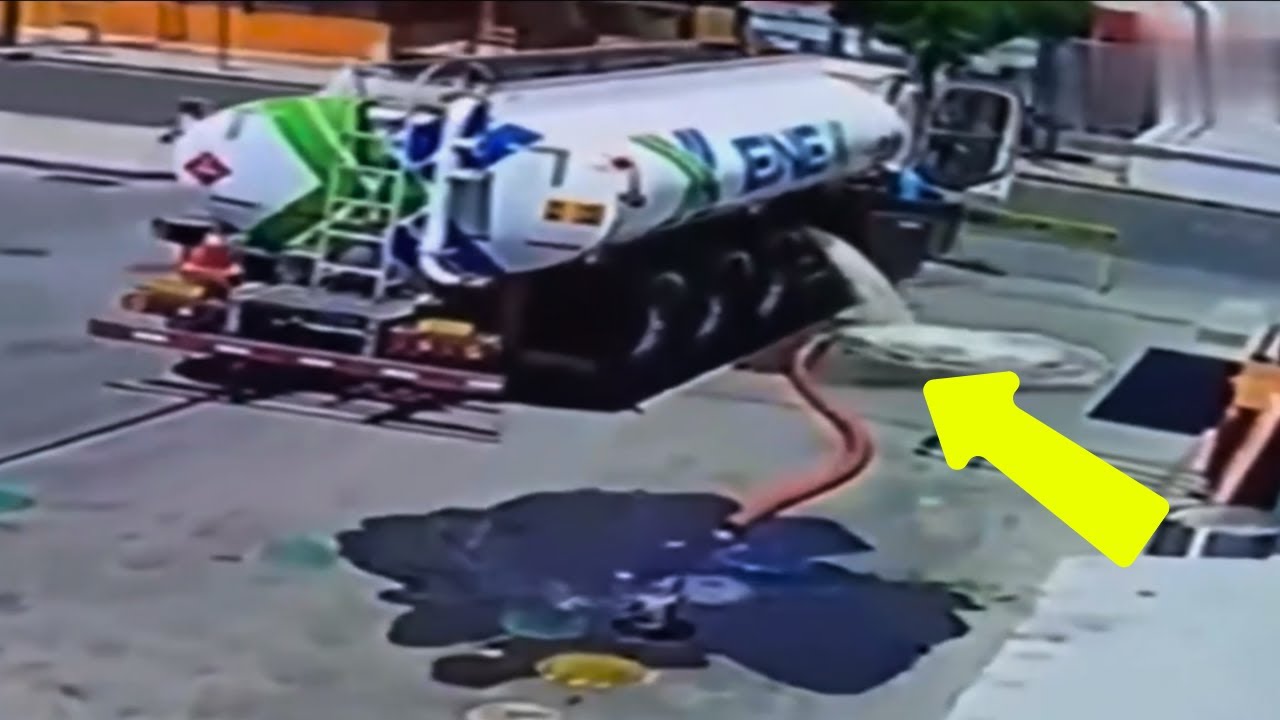 😱 TANKER SPILLS FUEL AT A PETROL STATION