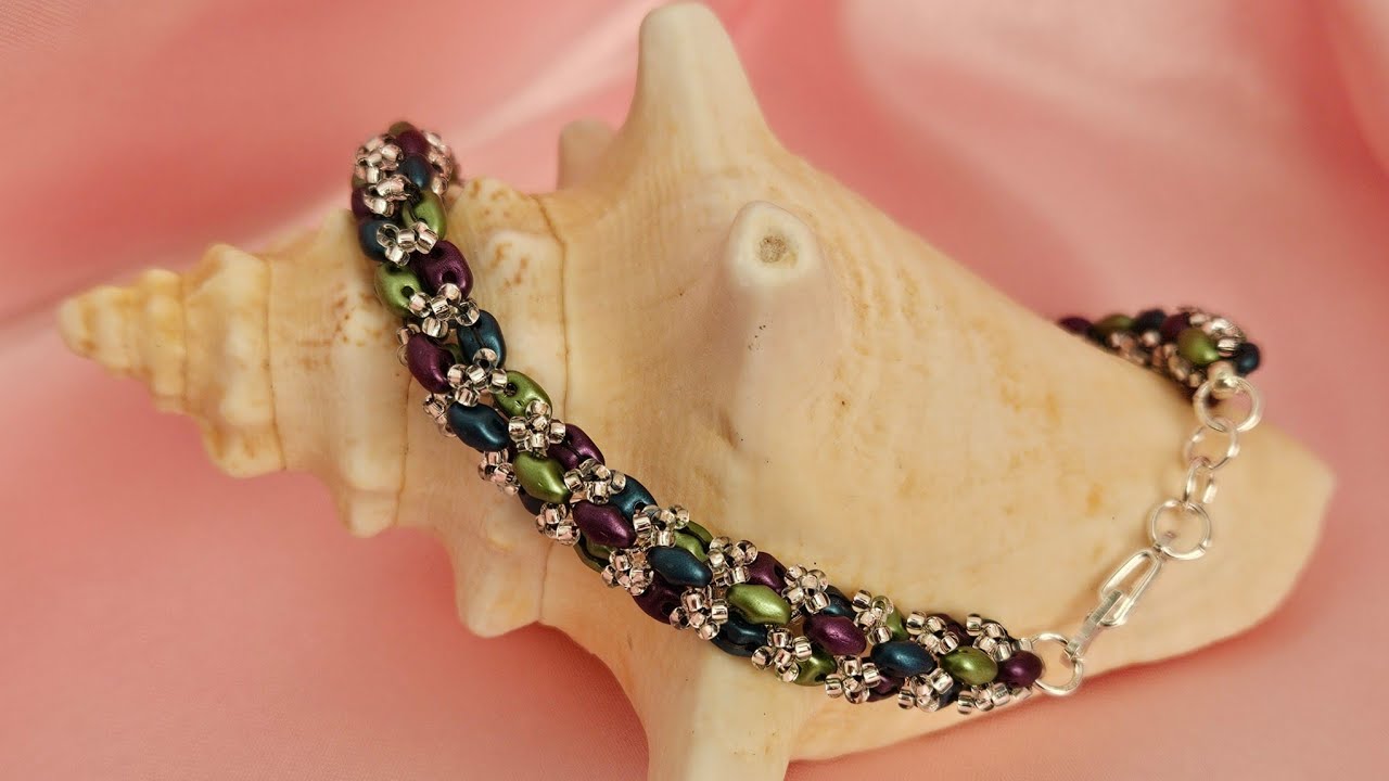 Tubular 3 Row Mini Super Duo Adjustable Bracelet Using 3 Color Super Duos