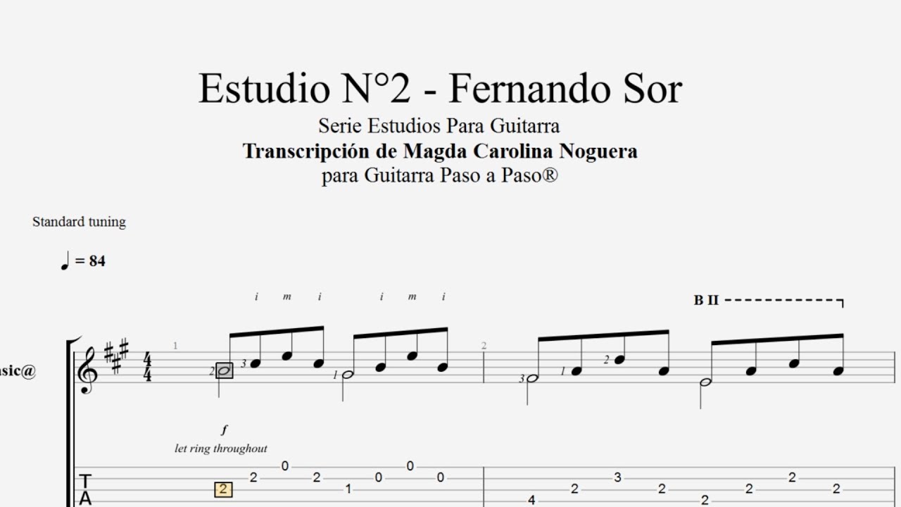 Estudio N°2 - de Fernando Sor - Tablatura por Magda Noguera...
