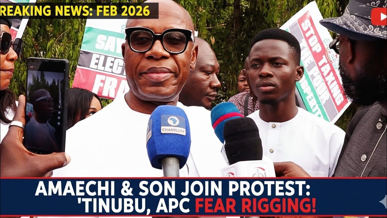 Amaechi and his son Joins election reform Protest, Accuses Tinubu and APC of Rigging Fears