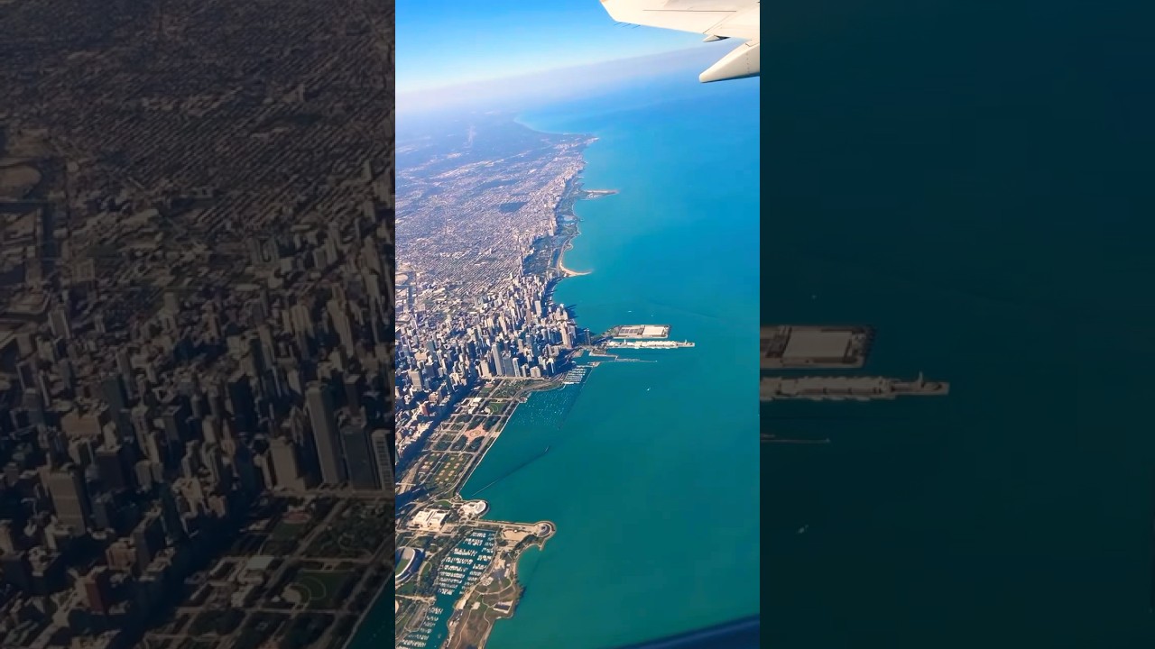 ✈️ Aerial view of Chicago & Lake Michigan! #shorts #travel #aviation