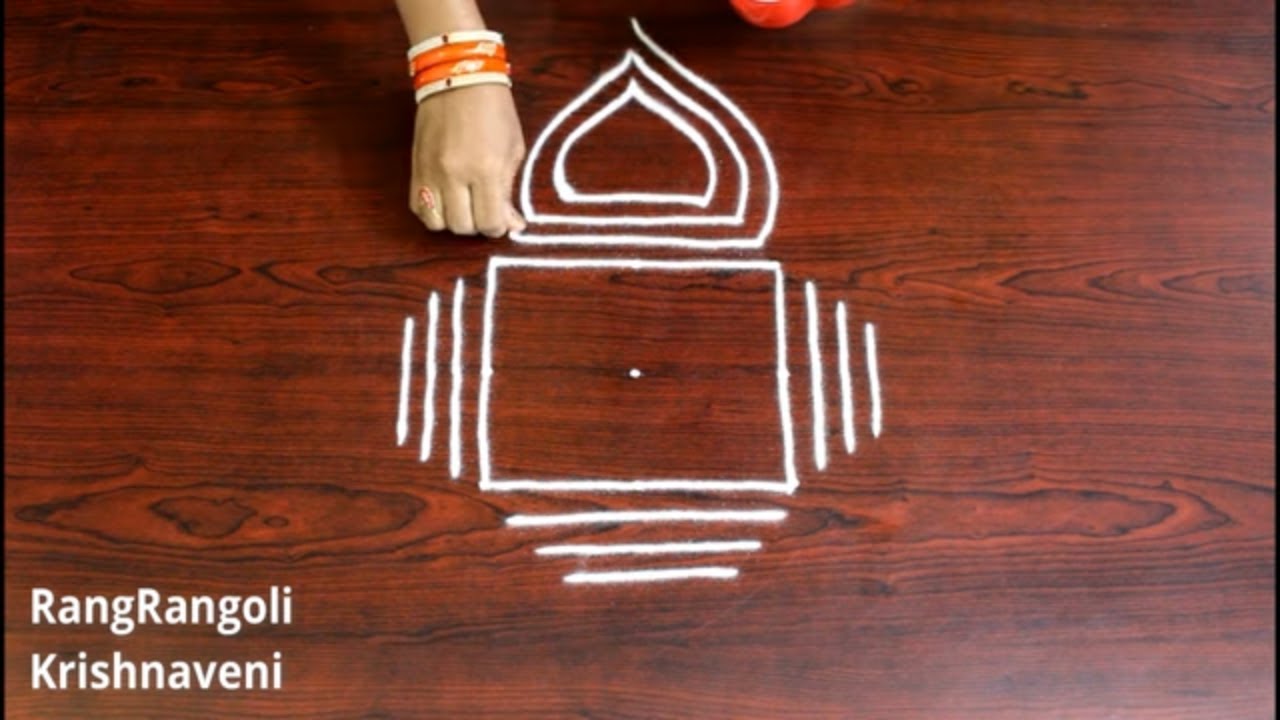 Geethala Muggulu with SideBorders | 3*3 dots Easy Daily Kolam | RangRangoli Krishnaveni