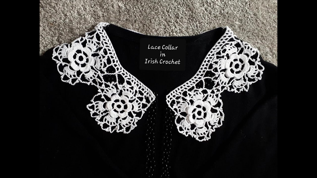 PART 1: IRISH CROCHET LACE COLLAR. ROSE MOTIF