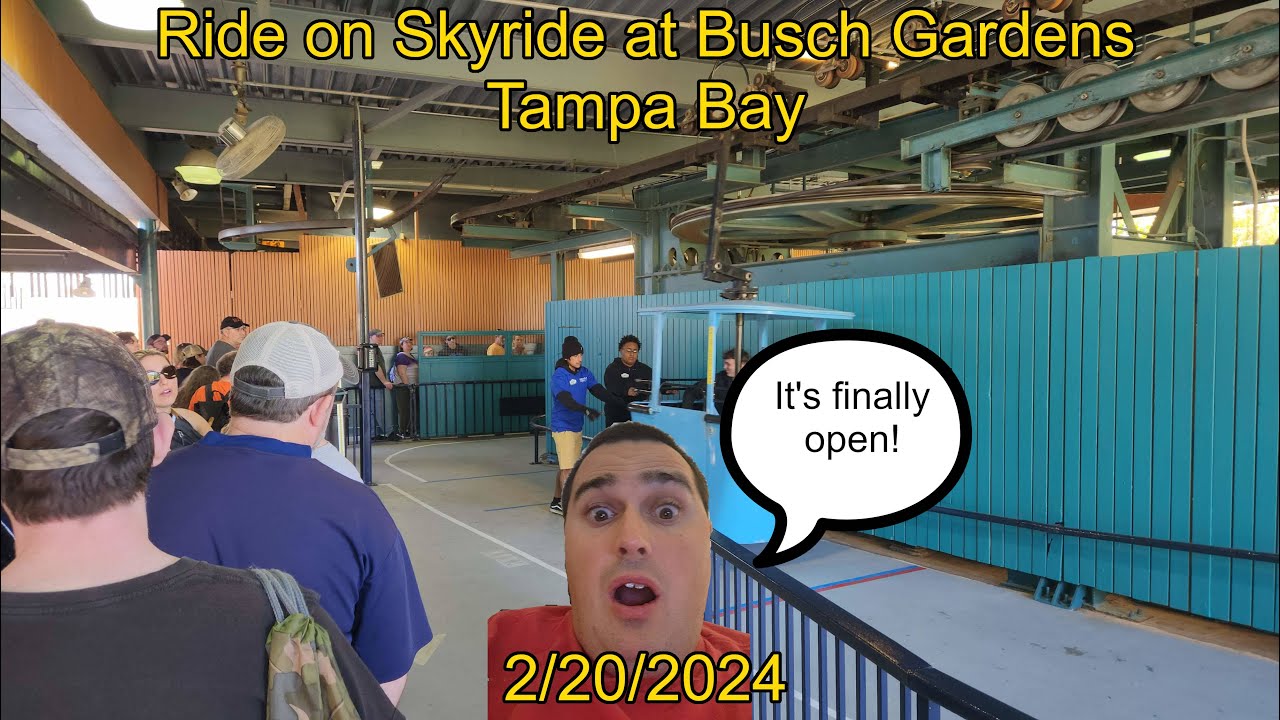 Skyride On-Ride Video at Busch Gardens Tampa Bay and View of Phoenix Rising Construction. 2/20/2024