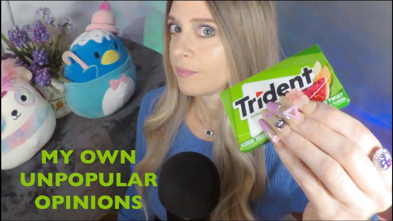 ASMR Gum Chewing My Own Unpopular Opinions | Whispered, Long Nails