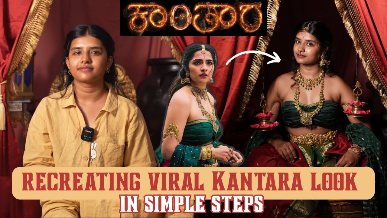 Recreated Rukmini Vasanth’s look from Kantara | Traditional Desi Glam Makeup Tutorial | #makeuplook 