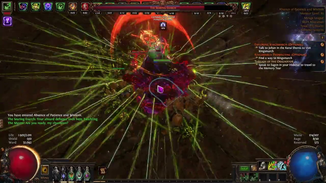 Searing Exarch через Scourge Arrow of Menace Pathfinder POE 3.28
