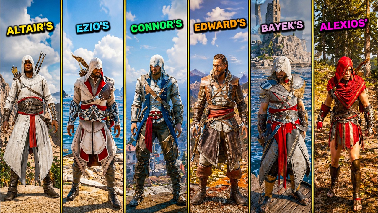 Protagonist's Legacy Outfit Showcased in Every Other Assassin's Creed Game (2007-2021)