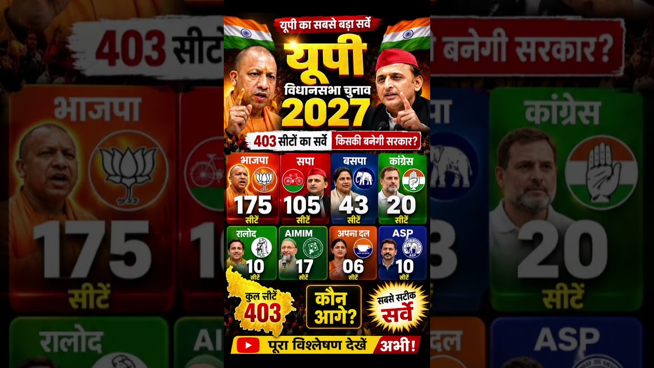 UP Assembly Election 2027 Opinion Poll:Which Party Is Winning How Many Seats? #short #viral #shorts