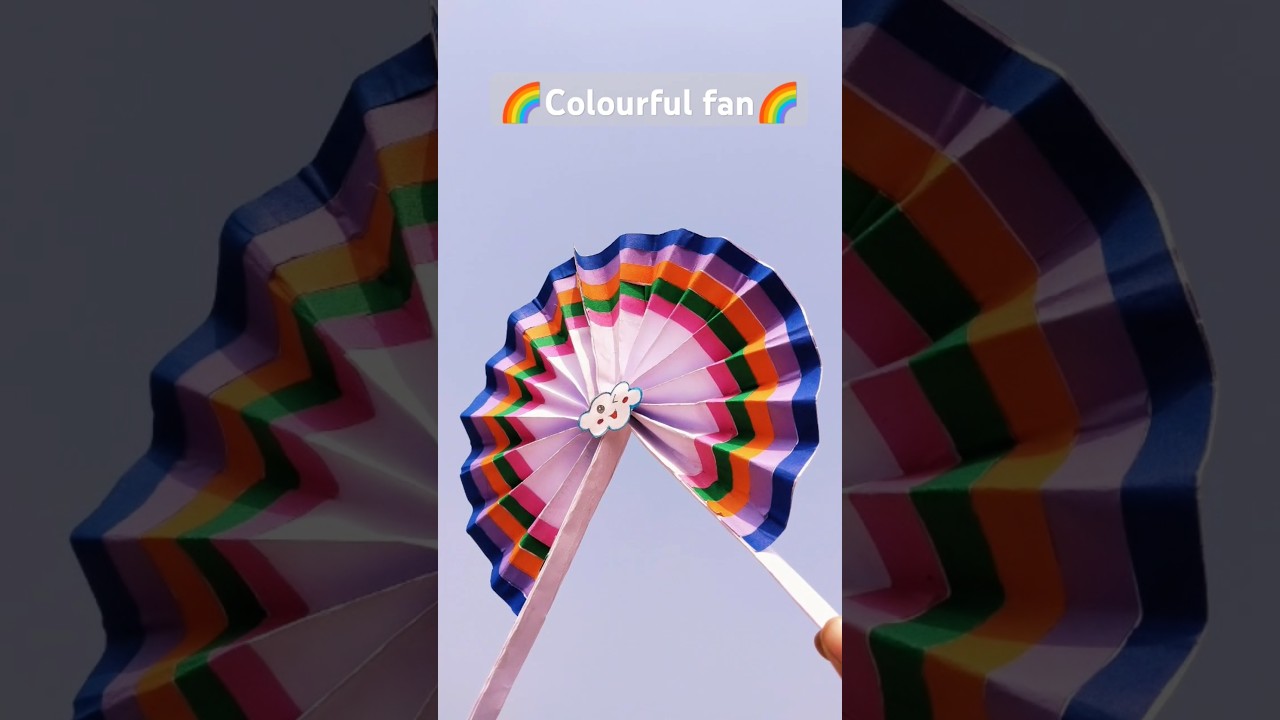 Very easy and simple multicolour paper fan craft#shorts#ytshorts #viral#Arties world#paperfan#art