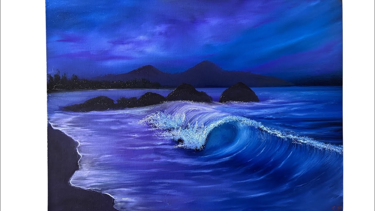 How to paint Ocean Reflections - PART 1 Seascape Oil Painting 640 Bob Ross Style ASMR