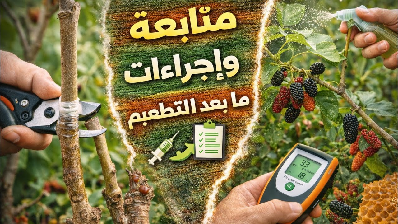 متابعة واجراءات ما بعد عملية تطعيم التوت ( التكي) 