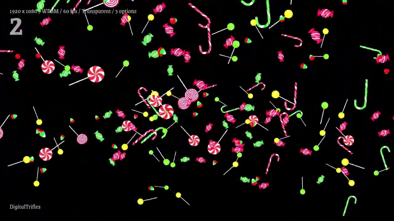 Christmas candy Twitch overlay, animated cute stream alerts, festive sweets fireworks and falling