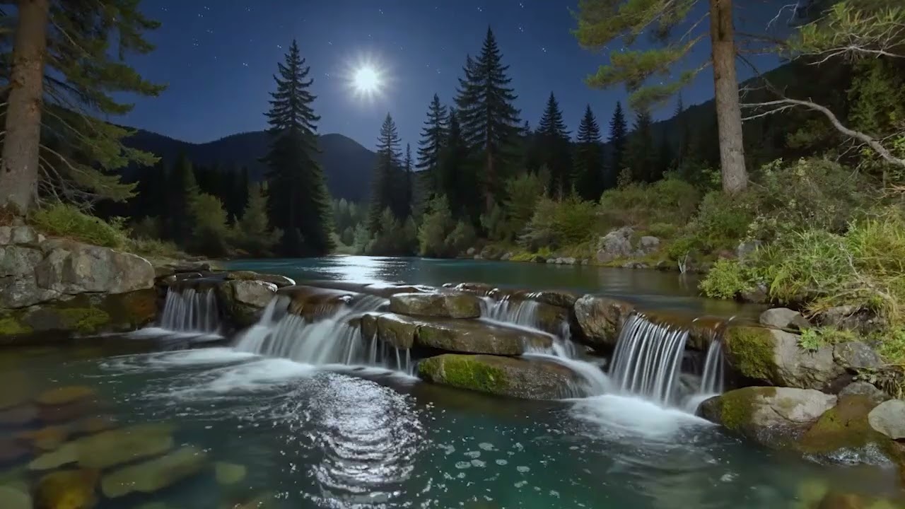 Calm Moonlight River Flow Sounds 🌙💧 Deep Sleep & Anxiety Relief