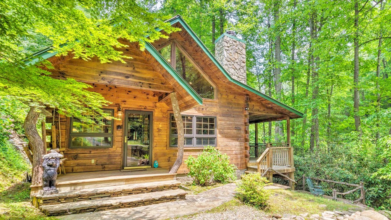 Storybook Bryson City Cabin on Stream w/ Hot Tub | Lovely Tiny House