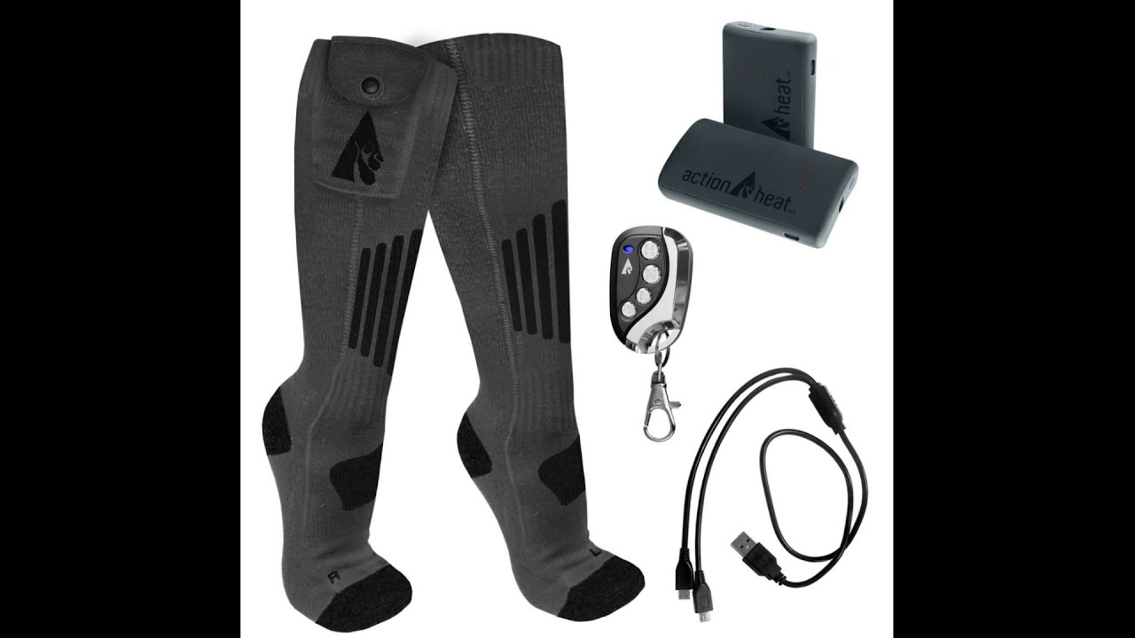 ActionHeat Wool Rechargeable Heated Socks with Remote