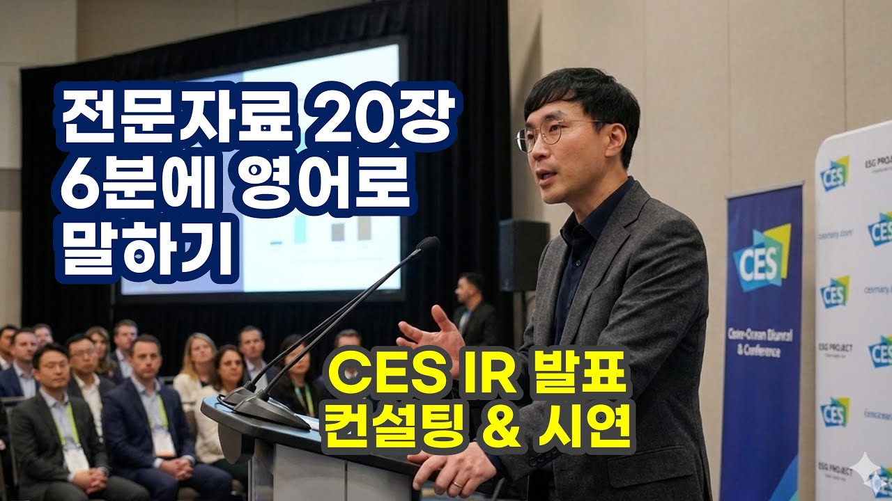 CES 6분 20장 발표, IR 피칭 투자 유치를 위한 발표. (실제 컨설팅 & 시연). 6분 만에 끝내는 영어 발표 스킬