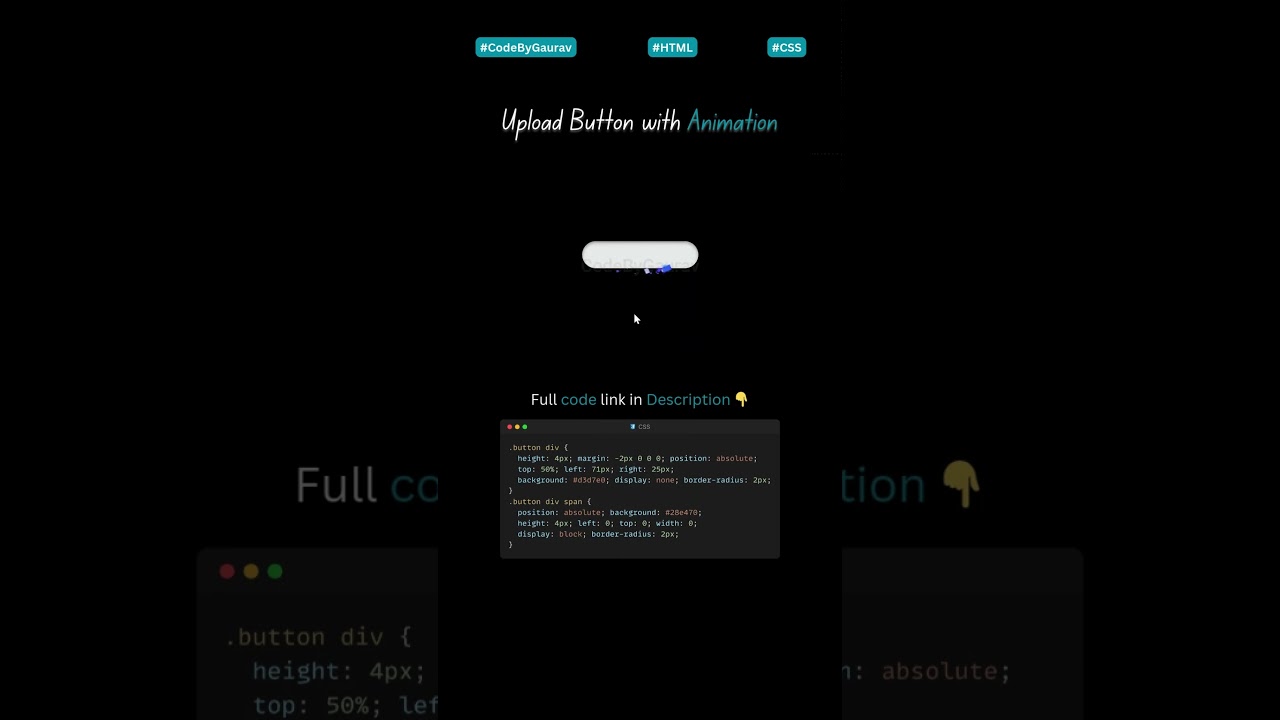 🔼 Upload Button with Smooth Animation using HTML & CSS #webdevelopment #coding #animation #shorts