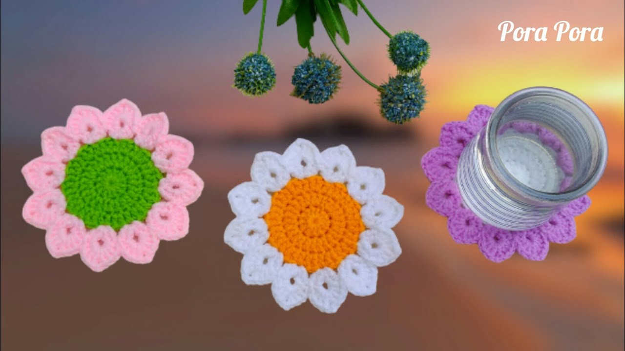 Crochet Flower Coaster I Crochet Flower I Crochet 12 Petals Flower