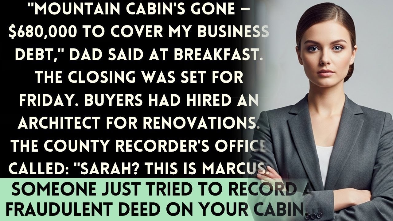 Dad Sold My Mountain Cabin for His Debt — The County Recorder Was My Former Tenant