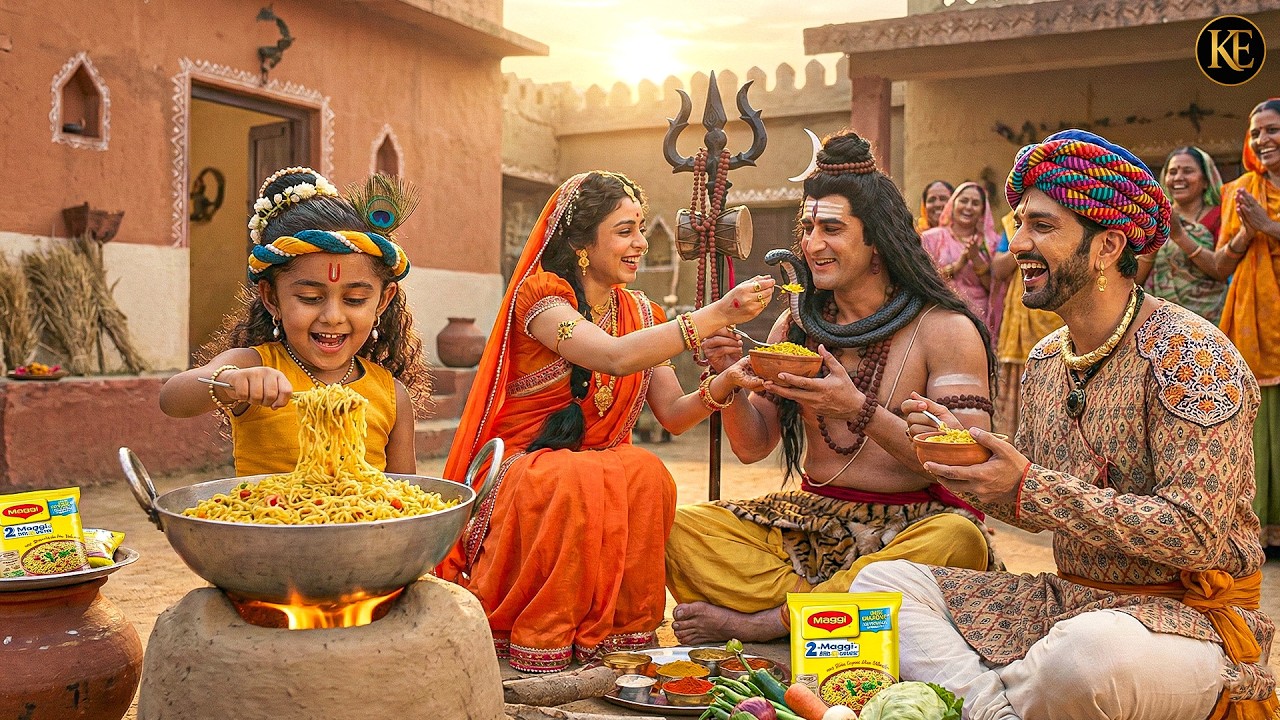 बाल कान्हा ने अपने हाथ से मग्गी बनाकर महादेव को खिलाया || यशोमती मईया के नंदलाला || Krishan leela