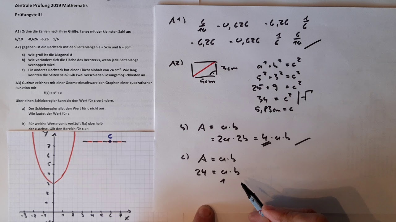 Prüfungsteil 1 Mathe zentrale Prüfung ZP10 2019 NRW für den mittleren Schulabschluss MSA Mathematik