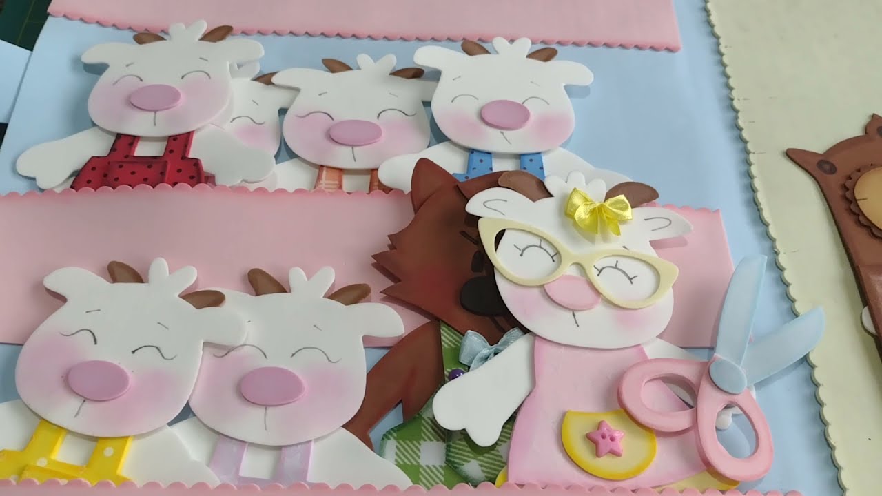 SACOLA CENÁRIO EM EVA - 7 CABRITINHOS E O LOBO! TRINNYARTS