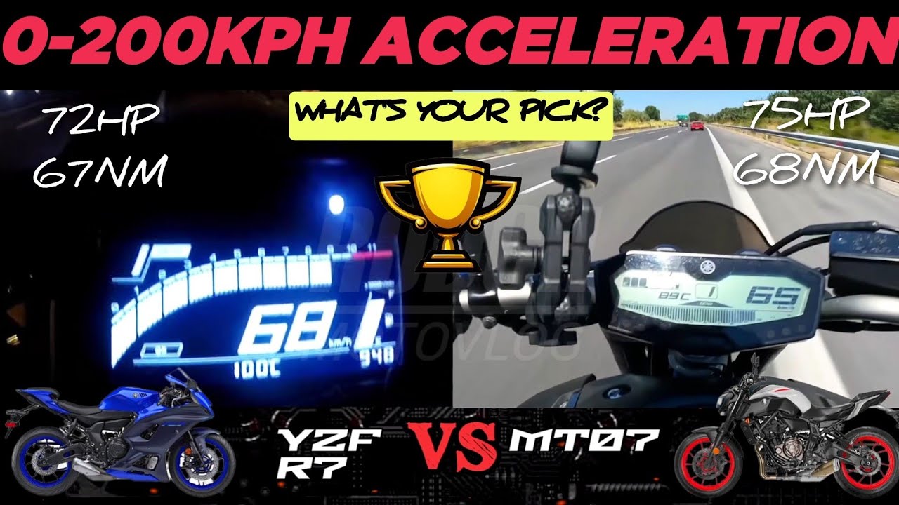 Yamaha YZF R7 🆚️ Yamaha MT07 | 0-200kph Acceleration | Top Speed Attempt 🔥
