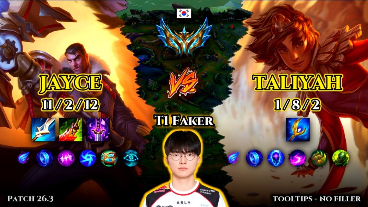T1 Faker | Jayce MID vs Taliyah | Patch 26.3 | 2026-02-07 | KR CHALLENGER